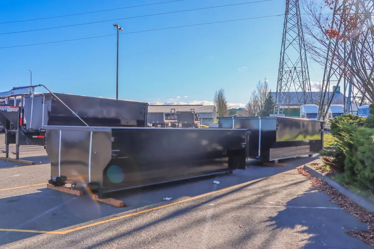 Roll-off dumpster ready for waste disposal at job site for 15 Yard Dumpster Rental in Manitowoc
